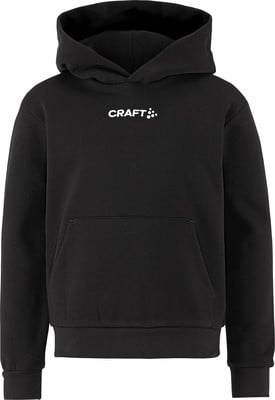 Schwarzer Kapuzenpullover mit dem Craft-Logo auf der Brust.