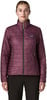Damen-Steppjacke in Weinrot mit Reißverschluss und Logo.