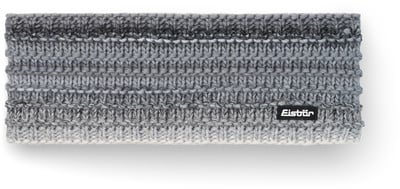 Graues Strickstirnband mit Farbverlauf und Eisbär-Logo. Graues Strickstirnband mit Farbverlauf und Eisbär-Logo.