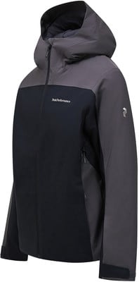 Herren dunkelblaue und graue Jacke mit Kapuze und Peak Performance Logo. Herren dunkelblaue und graue Jacke mit Kapuze und Peak Performance Logo.