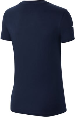 Dunkelblaues T-Shirt mit kurzen Ärmeln und Nike-Logo auf dem Ärmel. Dunkelblaues T-Shirt mit kurzen Ärmeln und Nike-Logo auf dem Ärmel.