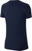 Dunkelblaues T-Shirt mit kurzen Ärmeln und Nike-Logo auf dem Ärmel.