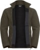 Grüne Jack Wolfskin Herren Fleecejacke mit offenem Reißverschluss und schwarzem Futter.