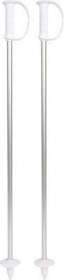 Zwei weiße Skistöcke mit Aluminiumschäften und weißen Griffen. Zwei weiße Skistöcke mit Aluminiumschäften und weißen Griffen.