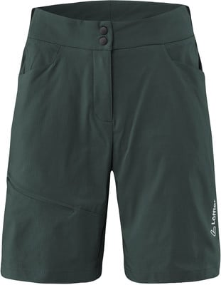Dunkelgrüne Damen-Radhose mit Löffler-Logo. Dunkelgrüne Damen-Radhose mit Löffler-Logo.