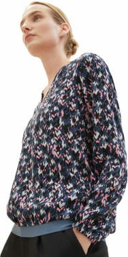 TOM TAILOR Printed V-Neck női hossztú ujjú blúz