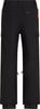 Schwarze Cargohose mit Taschen und orangefarbenem Reißverschlussdetail.
