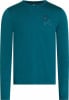 Dunkelblaues Langarmshirt für Damen mit Bergmotiv.