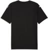 Schwarzes T-Shirt mit kurzen Ärmeln und Puma-Logo auf den Ärmeln.
