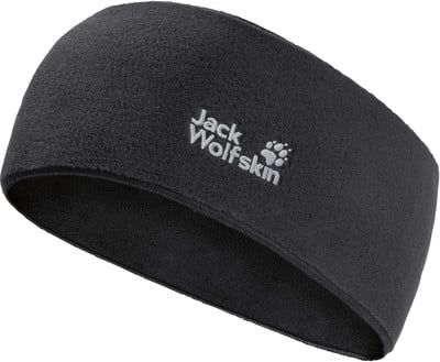 Schwarzes Fleece-Stirnband mit Jack Wolfskin Logo. Schwarzes Fleece-Stirnband mit Jack Wolfskin Logo.