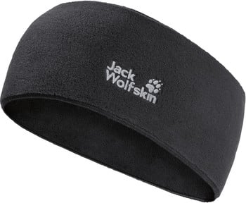 Schwarzes Fleece-Stirnband mit Jack Wolfskin Logo.