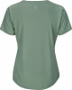 Grünes T-Shirt mit kurzen Ärmeln und Markenlogo auf dem Rücken.
