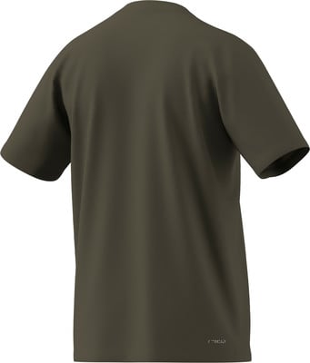 Grünes Herren-T-Shirt mit kurzen Ärmeln, von hinten gezeigt. Grünes Herren-T-Shirt mit kurzen Ärmeln, von hinten gezeigt.