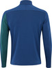 Blaues Herren-Sweatshirt mit dunkelgrünem Streifen am Ärmel.