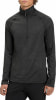 Herren-Pullover mit dunklen Streifen, Stehkragen und kurzem Reißverschluss.