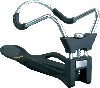 Schwarzer Fahrradhalter mit Metallgriffen und verstellbarer Schraube.