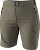 Herren-Khaki-Shorts mit schwarzem Logo und Reißverschlüssen an den Taschen.