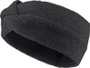 Dunkelgraues Strickstirnband mit einer Schleife vorne.