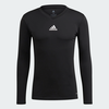 Schwarzes Herren-Langarmshirt mit V-Ausschnitt und Adidas-Logo.