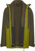 Grüne Jacke mit olivgrünen und limettengrünen Akzenten und Reißverschluss.