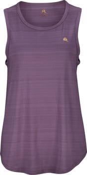Lila Damen-Tanktop mit feinem Streifenmuster und Logo.