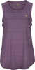 Lila Damen-Tanktop mit feinem Streifenmuster und Logo.