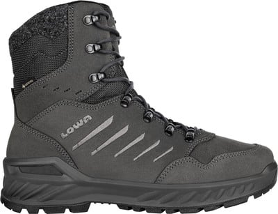 Grauer Herren-Wanderschuh mit Gore-Tex und Lowa-Logo. Grauer Herren-Wanderschuh mit Gore-Tex und Lowa-Logo.