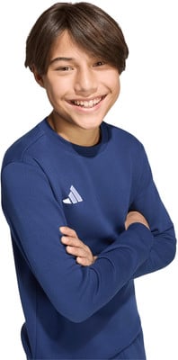 Ein Junge mit dunklen Haaren und einem Lächeln auf dem Gesicht trägt einen dunkelblauen Pullover. Ein Junge mit dunklen Haaren und einem Lächeln auf dem Gesicht trägt einen dunkelblauen Pullover.