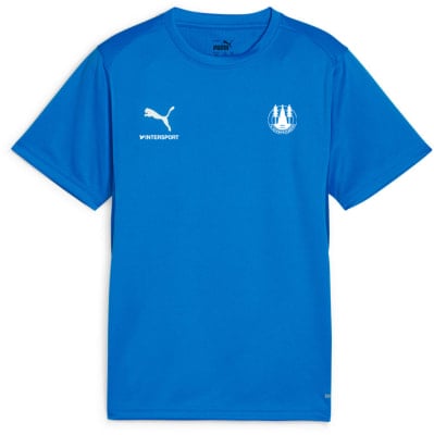 Blaues Puma-T-Shirt mit Logo und Intersport-Schriftzug.