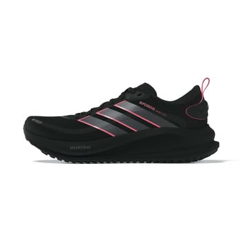 Černé běžecké boty Adidas Supernova s růžovými detaily a logem Gore-Tex.