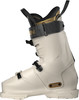 Ein beiger Skischuh für Herren mit schwarzen Schnallen und goldenen Akzenten.