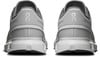 Rückansicht eines Paares grauer Laufschuhe mit weißer Sohle.