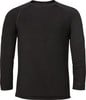 Schwarzes Langarmshirt mit Rundhalsausschnitt und Raglanärmeln.