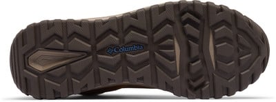 Schuhsohle von Columbia mit aggressivem Profil und Markenlogo. Schuhsohle von Columbia mit aggressivem Profil und Markenlogo.