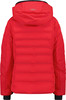 Rote Daunenjacke mit Kapuze und gestepptem Rückendesign.