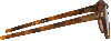 Braune Oakley-Sonnenbrille mit orangefarbenen Gläsern und Schildpattmuster.