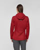 Rückansicht einer roten Damenjacke mit Kapuze und Mammut-Logo.