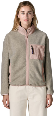 Damen-Fleecejacke in Beige mit rosa Details und Tasche. Damen-Fleecejacke in Beige mit rosa Details und Tasche.