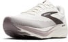 Weiße Brooks Laufschuhe mit braunem Logo und gestreiftem Design.