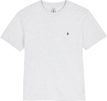 Graues T-Shirt mit kurzen Ärmeln und Volcom-Logo auf der Brust.