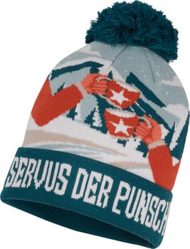 Čiapka s horským motívom a nápisom "SERVUS DER PUNSCH".