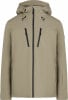 Herren-Beigejacke mit Kapuze und schwarzen Reißverschlüssen, ideal zum Skifahren.