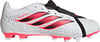 Weiße Adidas Predator Fußballschuhe mit rosa Streifen und schwarzer Zunge.