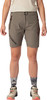 Graue Damen-Shorts mit schwarzem Logo und orangefarbenen Reißverschlussdetails.