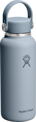 Blaue Hydro Flask Thermoskanne mit Henkel und Logo auf weißem Hintergrund. Blaue Hydro Flask Thermoskanne mit Henkel und Logo auf weißem Hintergrund.