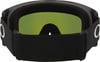 Eine Skibrille mit schwarzem Band und grüner Spiegellinse.