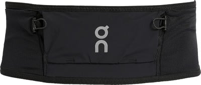 Schwarzer Laufgürtel mit reflektierendem Logo und Reißverschlusstasche. Schwarzer Laufgürtel mit reflektierendem Logo und Reißverschlusstasche.