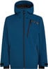 Blaue Herren-Skijacke mit schwarzen Reißverschlüssen und Brustlogo.