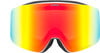 Skibrille mit rot-gelber Spiegellinse und Uvex-Logo.
