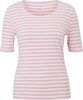 Damen-T-Shirt mit kurzen Ärmeln und rosa Streifen.